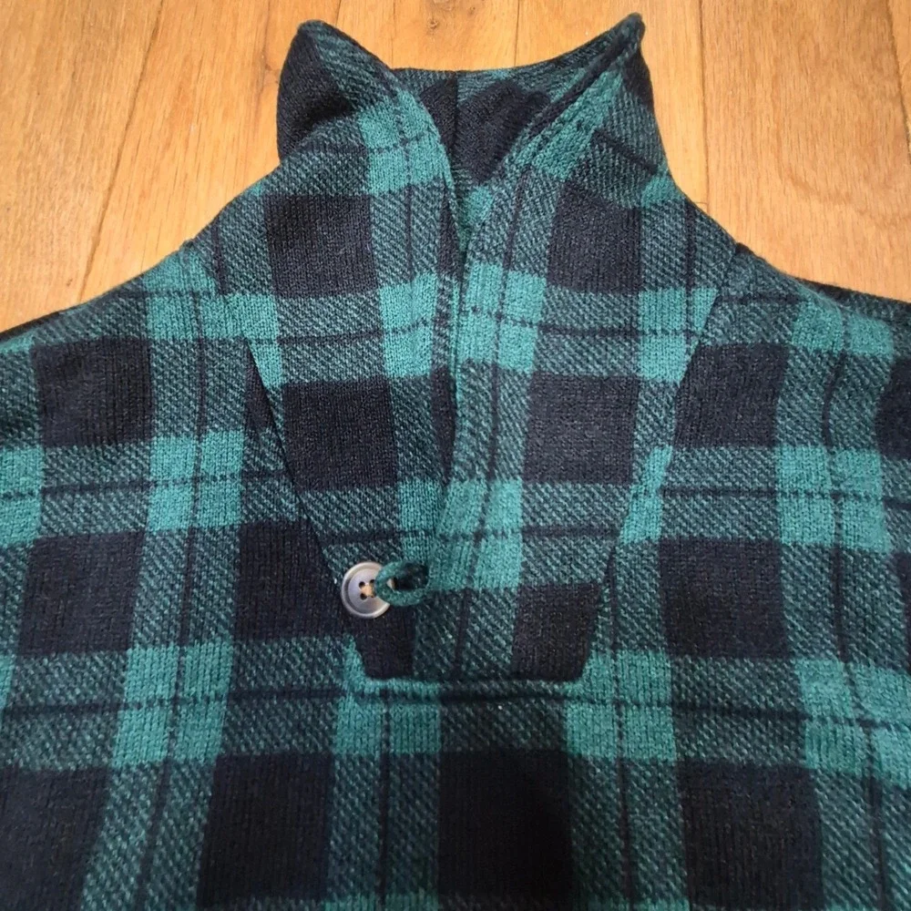 Old Navy Kids XL 14-16 Blackwatch Plaid Sweater Fleece Shawl Collar Pullover NEW